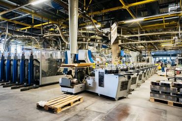 Packing line for newspapers and magazines in a printery